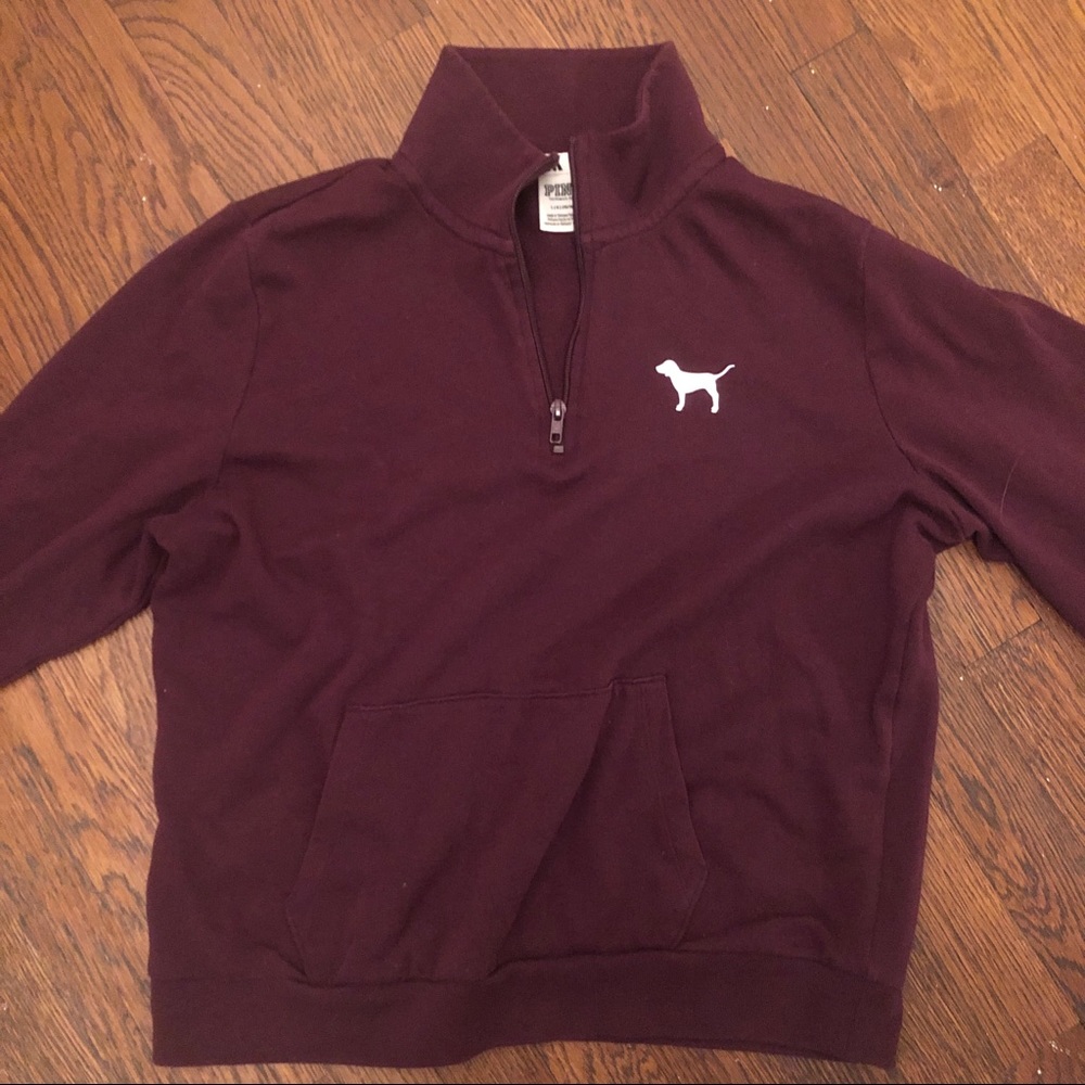 VS PINK Maroon/Purple Half Zip Sweatshirt